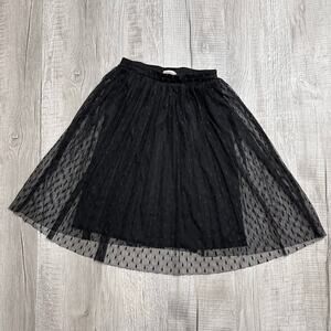 Speechless Black Tulle Skirt Juniors M Lace Overlay Lined Pull On Pleated Knee